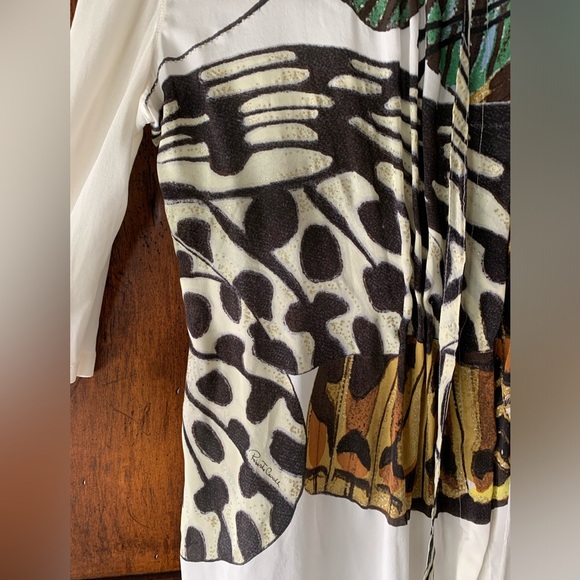 SOLD — Y2K Roberto Cavallli | Cream Butterfly Botanical Print Blouse M - Picture 8 of 13